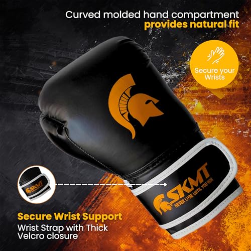 Image of SKMT PU Leather Boxing Gloves for Training and Match Boxing Gloves (10 Oz)