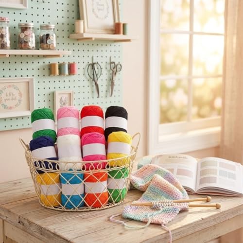 Image of 12 Multicolor Soft Wool Yarn Oon Balls for Knitting, Crochet & DIY Craft | Acrylic Knitting Thread for Hand Embroidery, Weaving, Sewing & Art Projects | Bright Assorted Colors