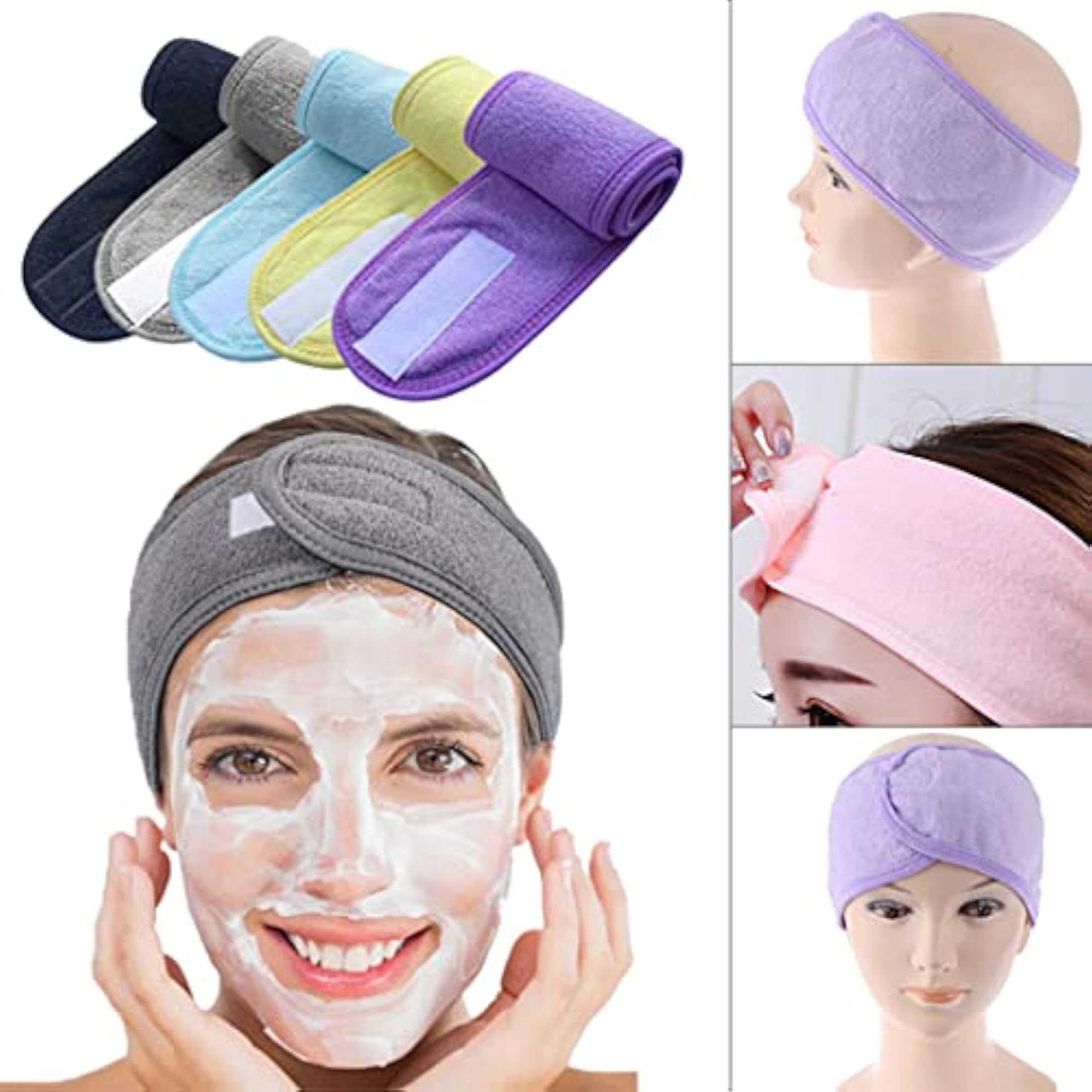 Adjustable Wide Hairband for Women, Blue