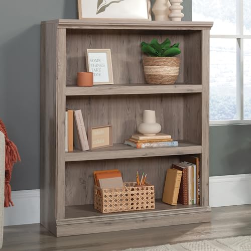 Image of Sauder 3 Tier Book Shelf Wooden Bookcase Multipurpose Bookshelf for Home Office, Living Room, in Laurel Oak