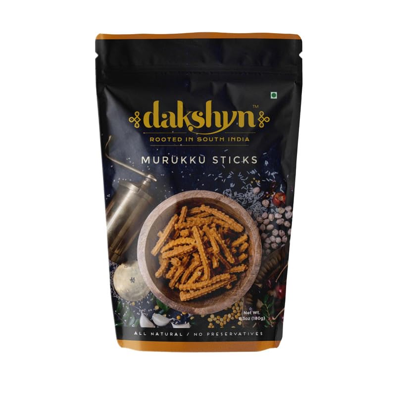 Dakshyn Murukku Sticks 180g | Murukku Snacks Namkeen | Chakli Sticks | South Indian Chakli Snacks | Crunchy Murukku | Chakodi Snacks | No Maida | Chakli with Nutty Sesame Seeds | Pack of 4 (B0CVS18P7L) Amazon Price History, Amazon Price Tracker