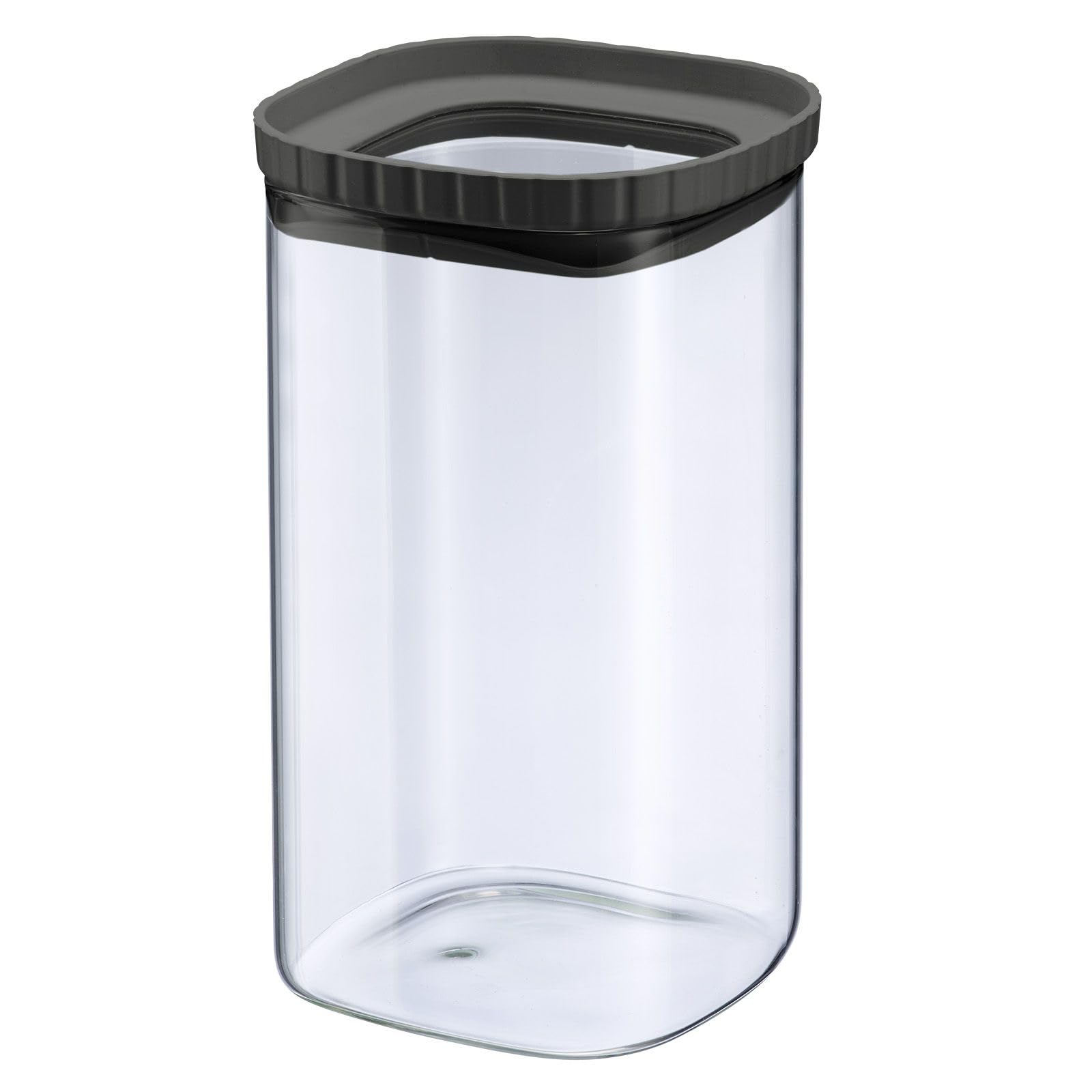 Westmark Glass Jar with Silicone Lid – Practical Storage Jar with Lid, Ideal for Storing Pasta, Spices, Tea, Sweets, and Much More, Square, Stackable
