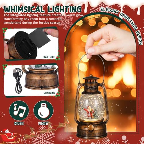 Bola de nieve navideña con luces y música Angoily con cable USB 4