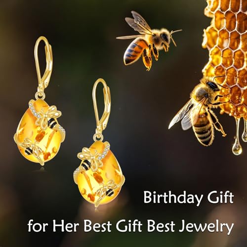 Image of TIGER RIDER Bee /Butterfly /Scorpion /Cactus /Leaf /Beetle 925 Sterling Silver French Clasp Leverback Earrings Amber /Crystal /Citrine /Moonstone /Obsidian /Jade /Rose quartz Pendant Jewelry Gift for Women