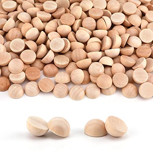 LUTER 300 Pièces 15mm Demi Boules en Bois Naturelles Non Finies pour Projets de Bricolage, Arts...