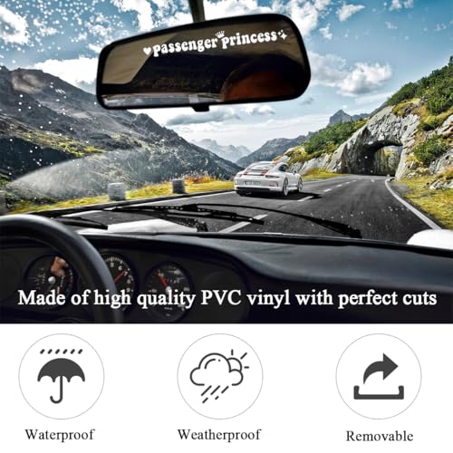 Image of Yourkar 2PCS Passenger Princess Sticker, Cute Stickers for Car Window Rearview Mirror, Girls Automotive Window Rearview Mirror Decoration Stickers, Universal Car Accessories (White, Short)
