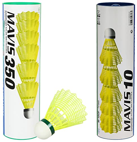 Image of Yonex Mavis 350 Green Cap Nylon Shuttlecock (Yellow) & Mavis 10 6X1 Nylon Shuttlecock (Blue /Yellow) Combo