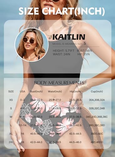 Image of Herseas Women's Bikini Sets High Neck Tropical Leaf Print High Waisted Two Pieces Swimsuits Bathing Suits