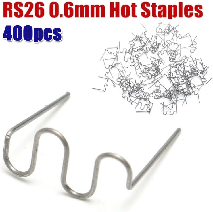 400 Pcs 0.6 mm Stainless Steel Wave Hot Staples for Plastic Welder Repair Tool, Precut Shape for Automotive Bumper Crack Fix, Gray