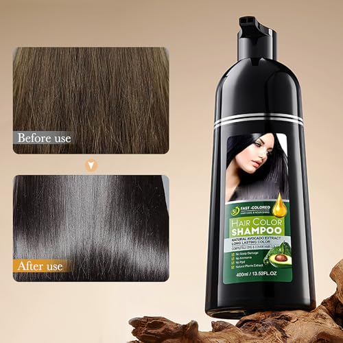 Black Hair Dye Shampoo,Black Hair Shampoo,3-In-1 Color Shampoos Gegen Graue Haare,Grauabdeckung & Pflege In Einem,Pflegendes Haarfarbe Shampoos FüR Trockenes Haar,Sham poo Gegen Graue Haare,400ml