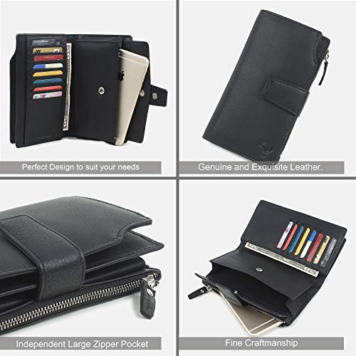 Genuine Leather Clutch for Women - Large Ladies Purse with Coin Pocket - RFID4