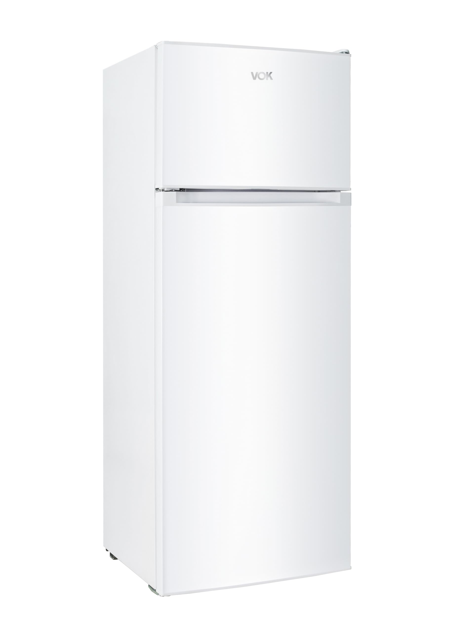 VOK Frigorífico Combi 2 Puertas EVR-206DEW 206L, Al 145cm x An 54cm, Clase E, Puertas Reversibles, Bajo Nivel Sonoro 39 dB, Estantes de Cristal, Blanco