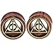 Deathly Hallows Organic Wood Flesh Tunnels Double Flared Ear Stretcher Saddle Plugs Gauge 8mm 0g