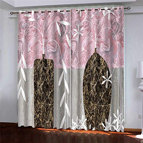 Rideaux occultants roses 140x290 cm | Double rideau isolant thermique pour chambre et salon