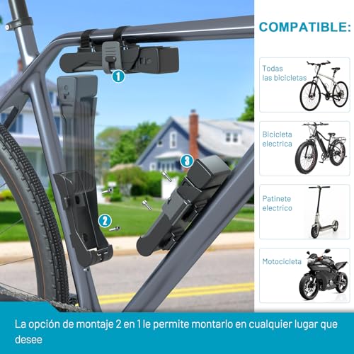 TECHCYC Candado Bicicleta Plegable con Soporte, Fácil de Llevar, Candado Bicicleta de Acero de Alta Seguridad 3 Llaves, Universal para Bici, Motocicleta y Scooter Patinete Electrico (86cm) - imagen 8
