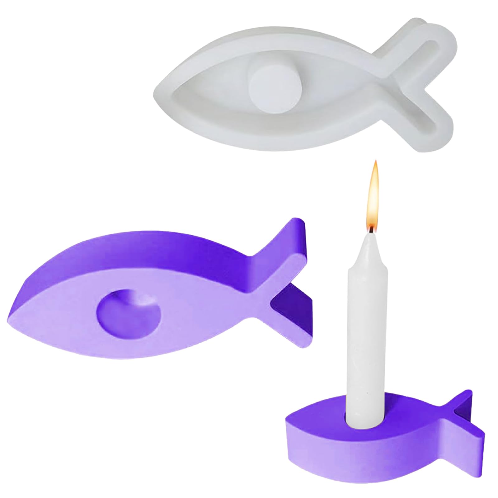 Dreaku Silicone Candle Mold, Fish Shaped, 1 Piece, for Resin Art Decorations, Communion Gift