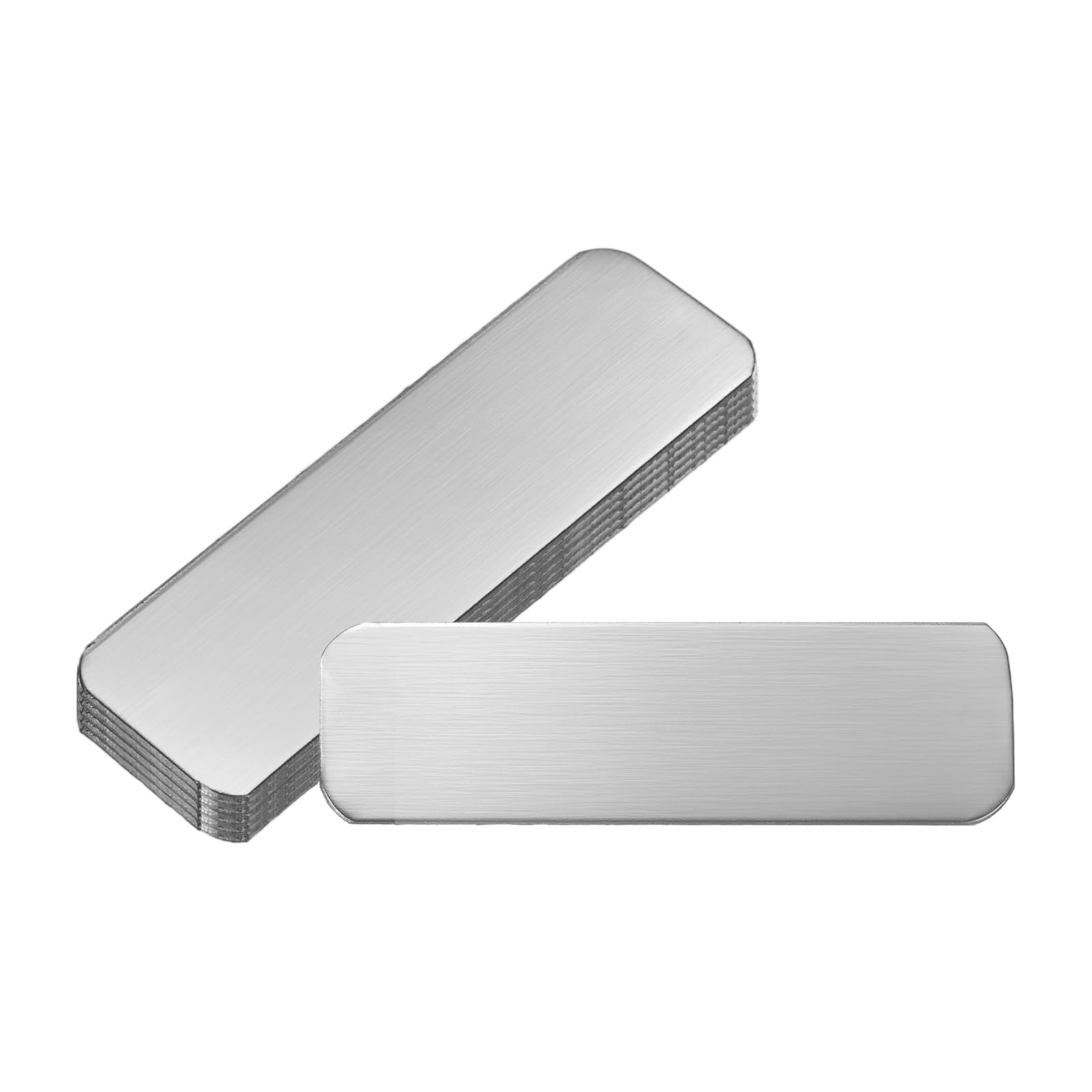 PATIKIL 6Pcs Blank Name Plates, 2 x 0.6" Rectangle 304 Stainless Steel Brushed Engraved Plate Custom Laser Engraving Blank for Personalized Nameplate Home Office DIY, Silver