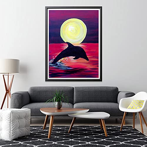 Sugamm 5D DIY Diamond Painting Zonsondergang volledige Diamant Schilderij Dolfijn Kit strassteentjes, borduurwerk foto's… - Image 4