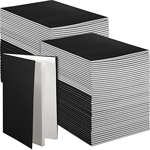 Image of Mimorou 100 Pcs A5 Journals Notebooks Bulk,Black,Blank | Kraft Softcover Small Notebooks 5.5 Inch x 8.3 Inch Notepads with 60 Page 30 Sheet for Writing Sketch Travel Office Supplies