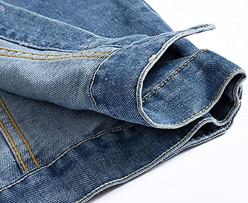 Image of Lazutom Men's Sleeveless Denim Vest Casual Slim Fit Ripped Classic Button Down Jean Jacket