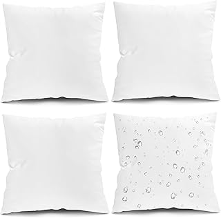 Fixwal 24x24 Inches Outdoor Pillow Inserts Set of 4, Waterproof Decorative Throw Pillows Insert, Square Pillow Form for Patio, Furniture, Bed, Living Room, Garden (White)