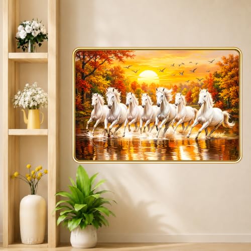 Image of 7 Running Horses Vastu Photo Frame, 16x24 Inch