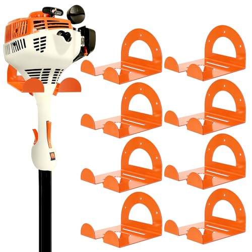 AURIKAR Weed Eater Hanger, Garage Organizer Trimmer Rack Wall Mount, Garden Power Tool Holder Garage Hooks for Grass Trimmer, Hedge Trimmer, Leaf Blower and Chainsaw Storage, 8 Pack