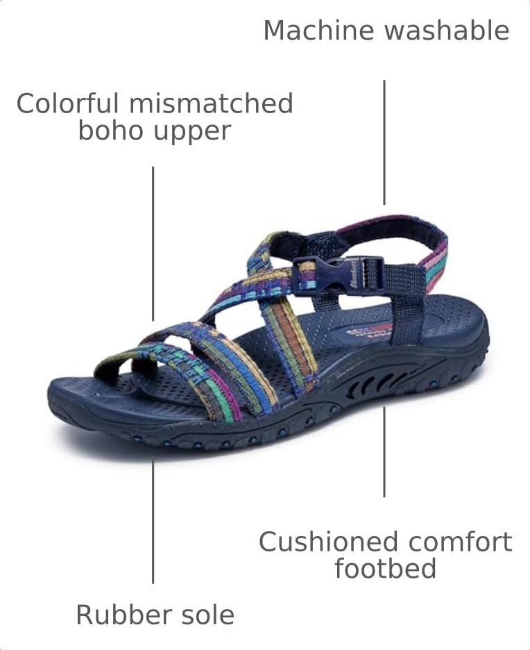 Image of Skechers Women's Reggae Sew Me Boho Woven Strappy Slingback Sandal