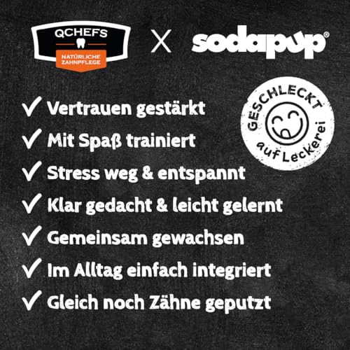QCHEFS Gelb Lick Stick & Zahnputzflocken Hund als Schleckmatte to Go & Leckerli fürs Training gegen Stress - Clicker Hundetraining