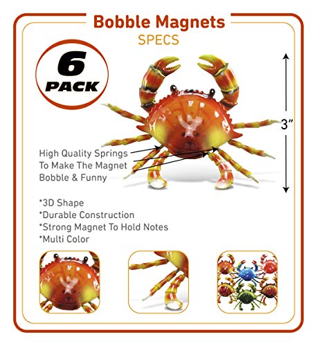 Set de 6 Imanes Decorativos de Cangrejo con Cabeza Movible miniatura 2