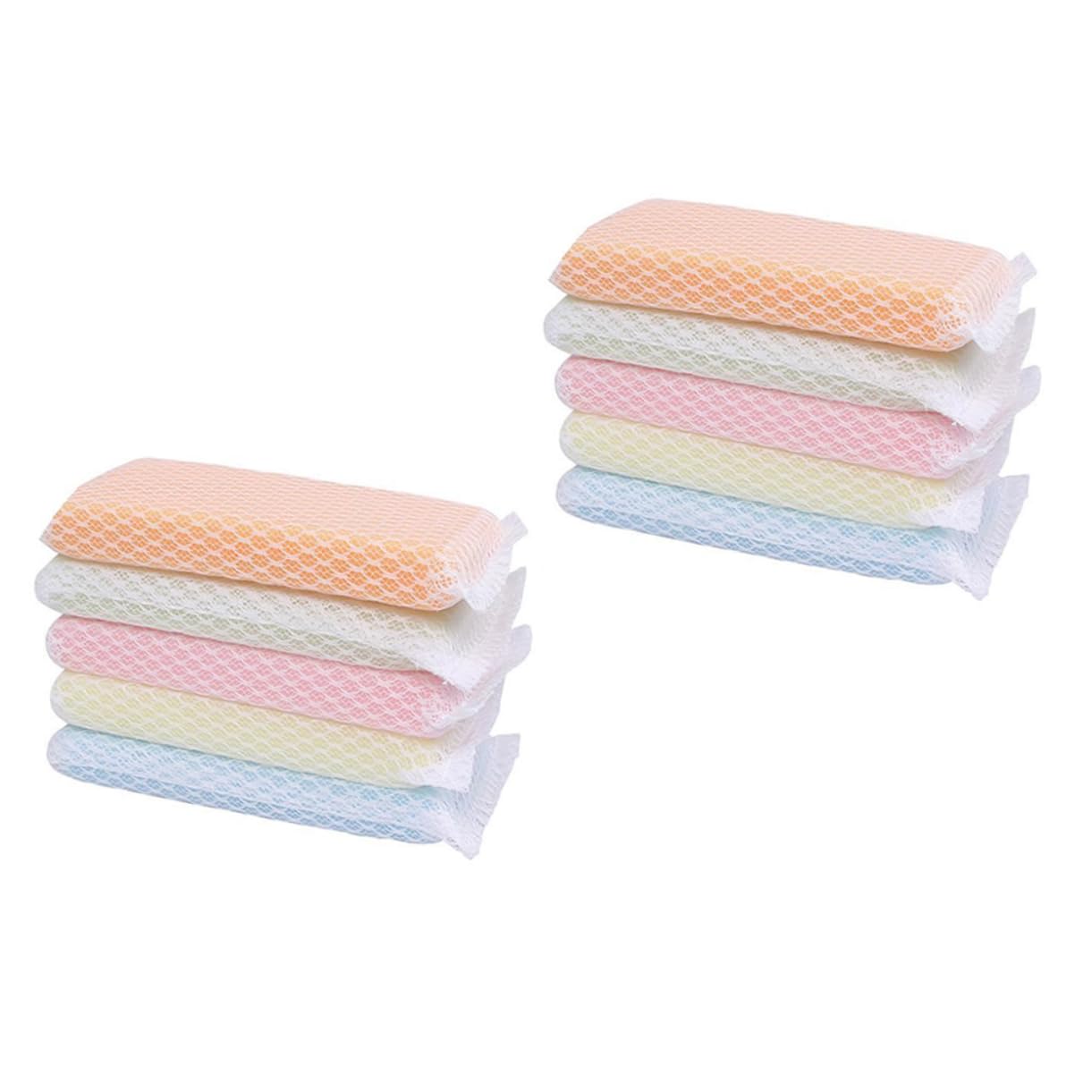 IWOWHERO 10pcs Sponge Pack Kitchen Scrub Dish Sponge Double Sided Cleaning Pad for Kitchen Scouring Rag Rich Bubbles for Easy Cleaning Random