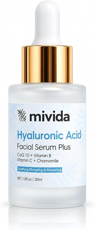 Sérum facial mivida com ácido hialurônico, CoQ10, vitaminas B e C e camomila, 30 mL