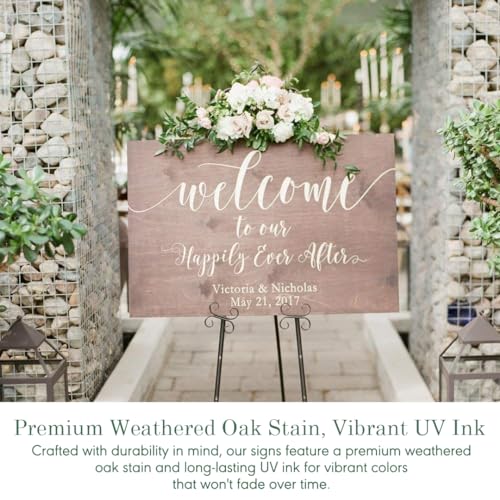 image for Sweet Carolina Collective Personalized Rustic Wedding Welcome Sign wit