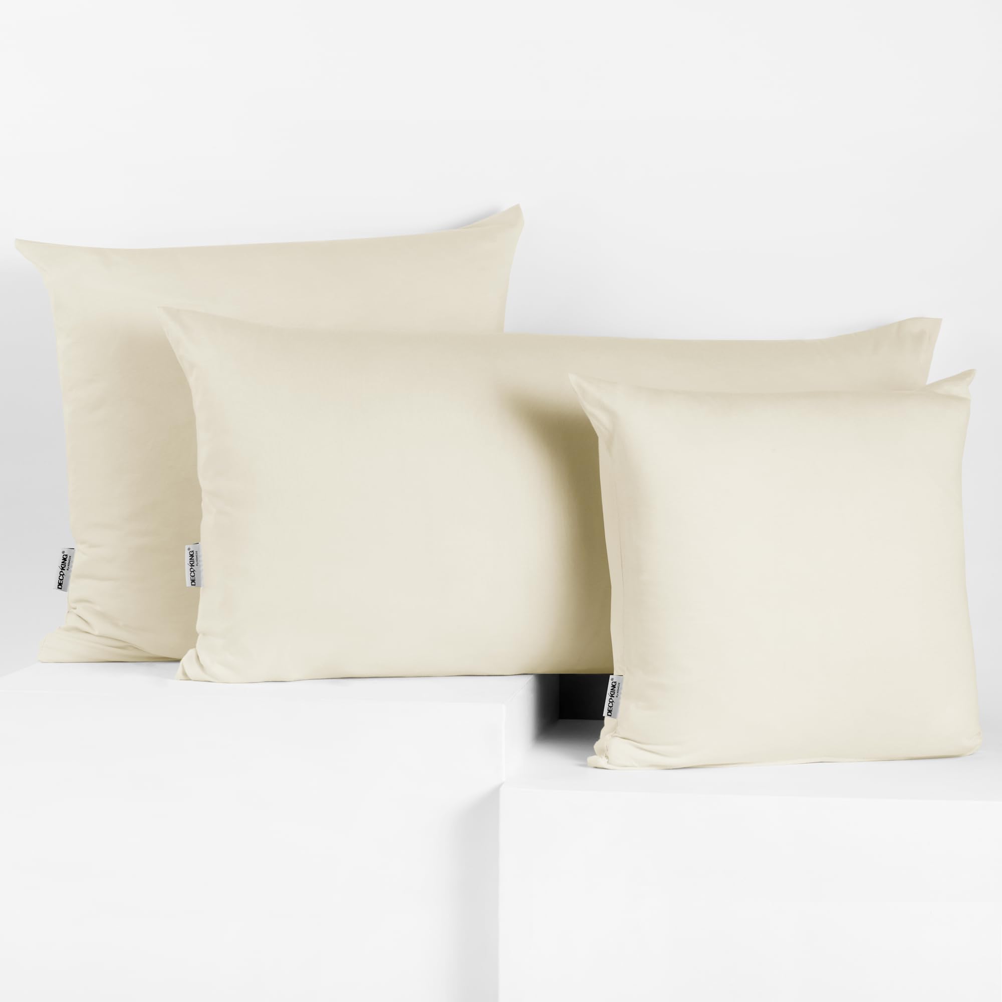 DecoKing 2 federe 40 x 120 cm Jersey 100% in 100% Jersey di Cotone Pettinato pettinato chiusura lampo Ecru Amber