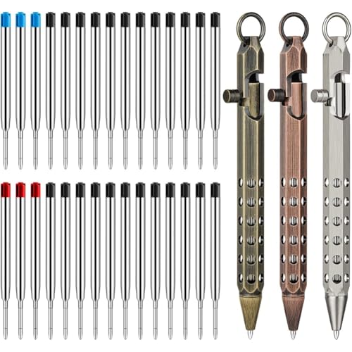Stylo à bille à verrou anti fuite en laiton avec 30 recharges C