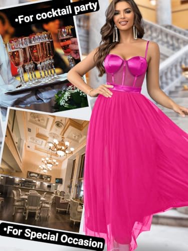 Image of ChiaoLezhee Womens Sexy Maxi Corset Dress, Cocktail Prom Wedding Guest, Bridesmaid Formal Dresses for Women, Birthday Outfits