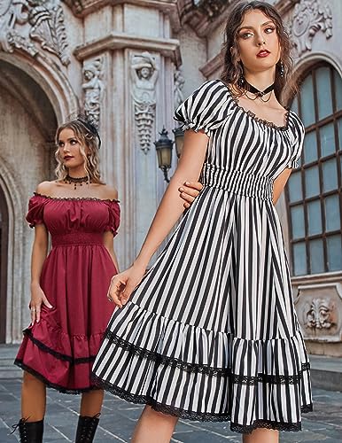 Image of Scarlet Darkness Women Goth Steampunk Pirate Corset Midi Dress