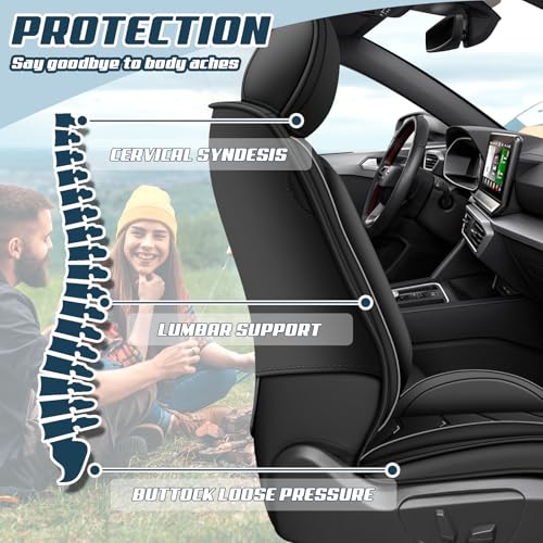 Image of ADERN Car Seat Covers for Jeep Wrangler 2000-2025, Premium Nappa Leather Car Seat Cover, Stylish Sport Seat Covers, Automobile Seat Cover Sets.(Standard 2 Seats /Pure Black)