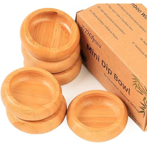 ZTHapwa Mini Bamboo Dipping Bowls Cover