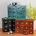 GoooodGift Apothecary Drawers Apothecary Cabinet with Drawers Card Catalog Cabinet Wooden Card Catalog Wooden Storage Box for Desktop Organizer (Blue12)