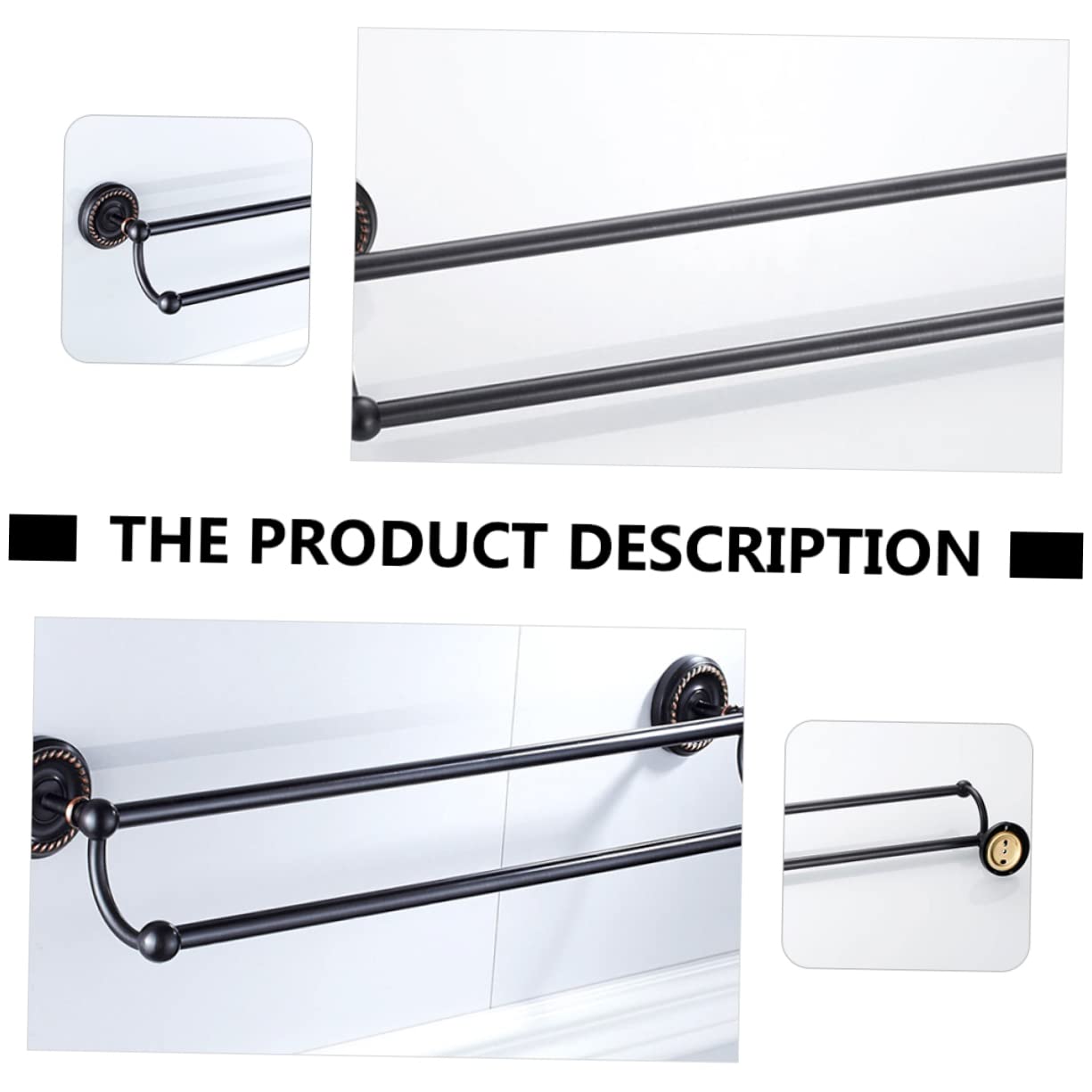 Cabilock Toallero De Baño De Diseño Moderno Toallero Doble De Pared Hecho De Latón Negro Soporte para Toallas Doble Barra para Toallas para Cocina y Baño