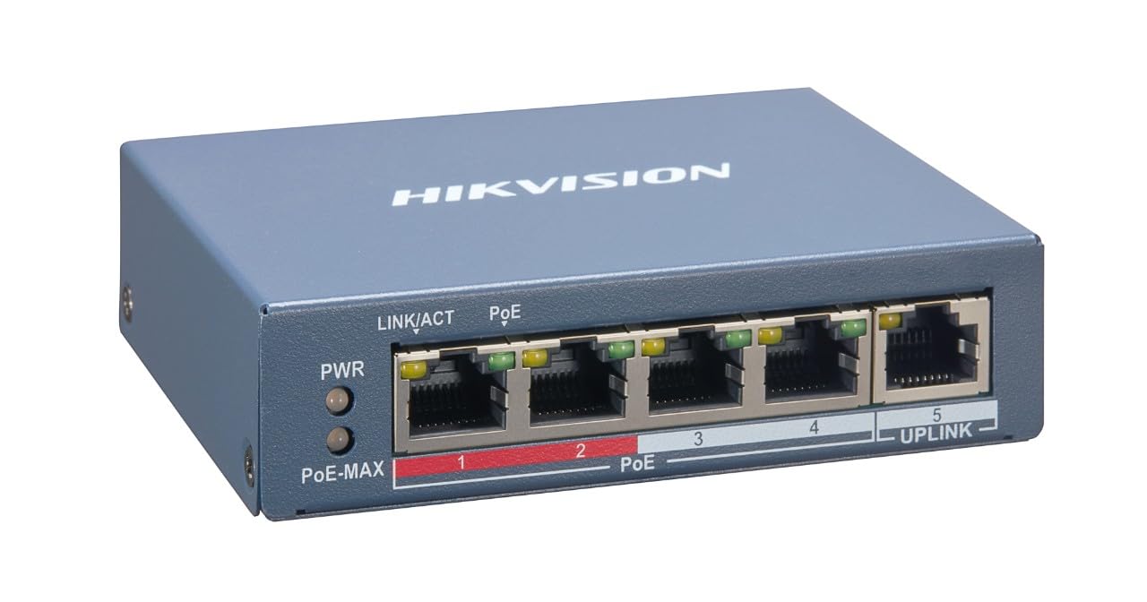 Hikvision - DS-3E1105P-EI Switch di rete - 4 porte PoE - 1 porta RJ45 - Protezione contro i fulmini 6KV - DS-3E1105P-EI