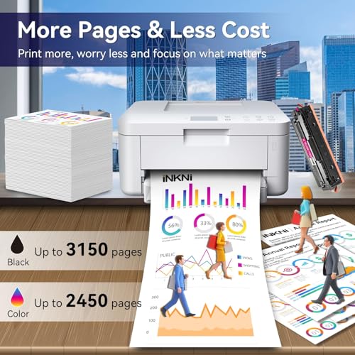 Image of InkNI 206X Toner Cartridges 4 Pack - with Chip Compatible Replacement for HP 206X 206A for Color LaserJet Pro MFP M283fdw M283cdw M283fdn M282nw Pro M255dw M255nw Ink Cartridges W2110X W2110A