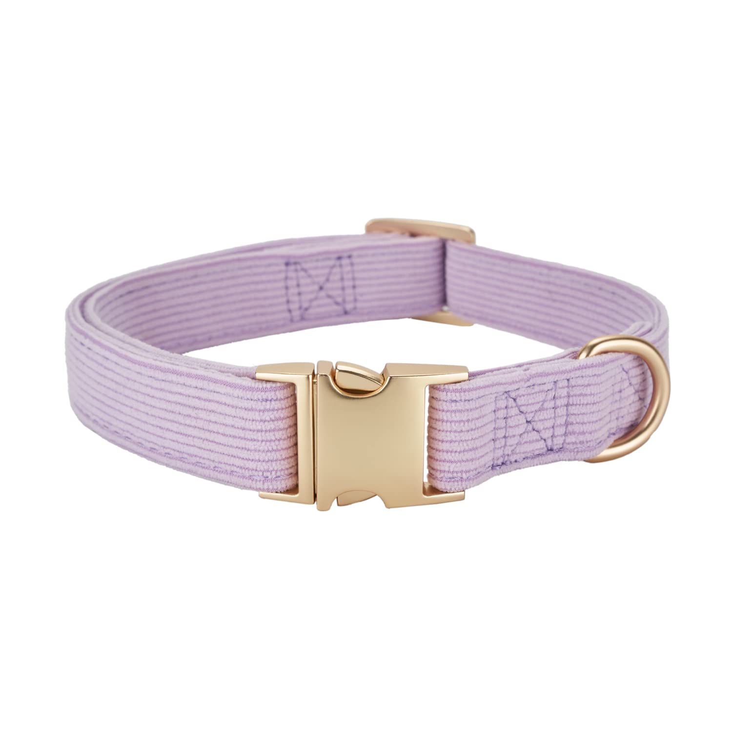 YUDOTE Soft Cotton Dog Collar with Metal Buckle Adjustable Heavy Duty Comfy Corduroy Collars for Small Medium Large Dogs,Lilac,Small