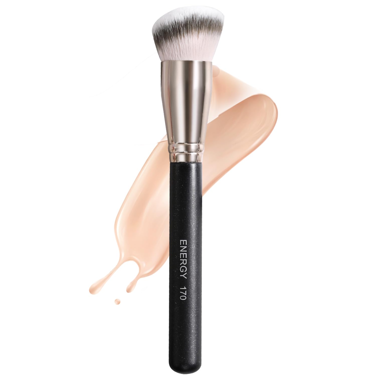 ENERGY Foundation Brush for Liquid Makeup - Professional Makeup Brush for Liquid, Cream & Powder Blending,Buffing and Contouring - Soft Vegan