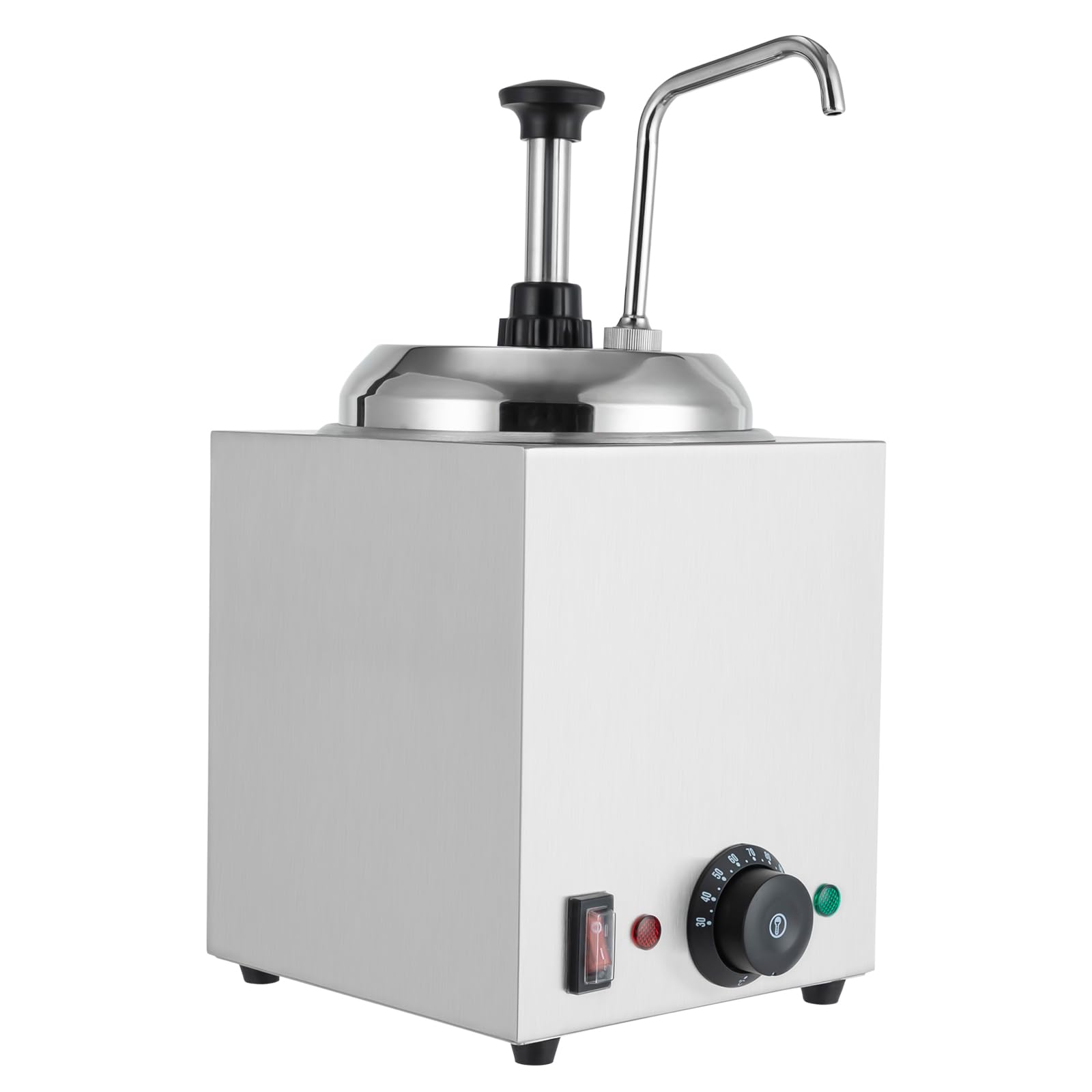 Distributore di salse da 2,5 l con funzione di riscaldamento, dispenser di salse in acciaio inox, dispenser di salsa per pompa, dispenser di spezie maionese, dispenser di senape ketchup