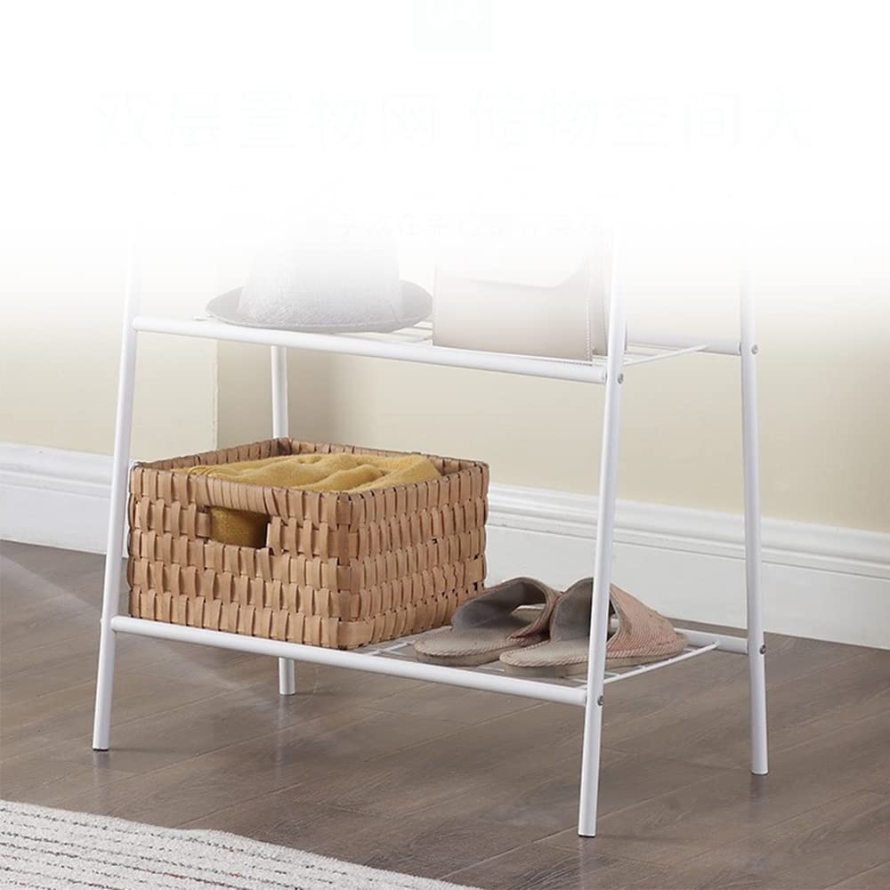 Stand Appendiabiti Da Terra - Metal Nero, 2 Ripiani, Ganci, Scarpiera, 161cm