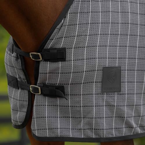 Image of Equinavia Luftig Waffle Cooler | 100% Cotton - Grey /Black - 70 in