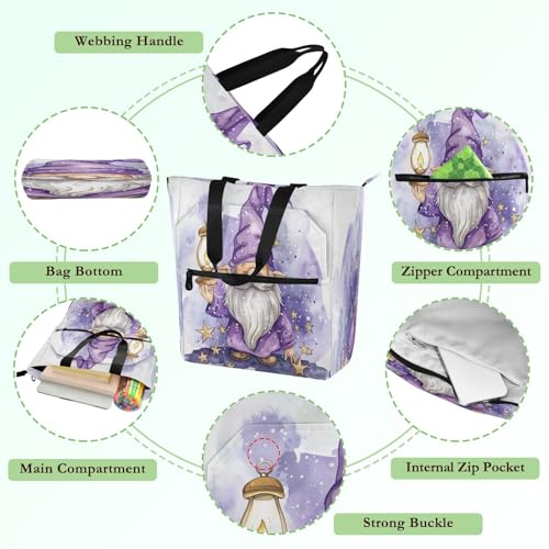 Cute Light Up Star Gnome Tote Bag,Large Capacity Handbag with Zipper Perfect for School,Travel,Shopping3