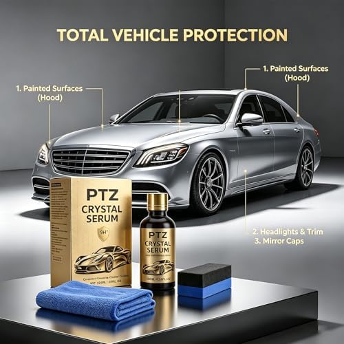 2PC PTZ Crystal Serum, Advanced Graphene Ceramic Coating for Cars, 9H Nano Coating Spray for Paint Glass & Wheel, High Gloss Hydrophobic Anti Scratch Protection, 100ml - 3
